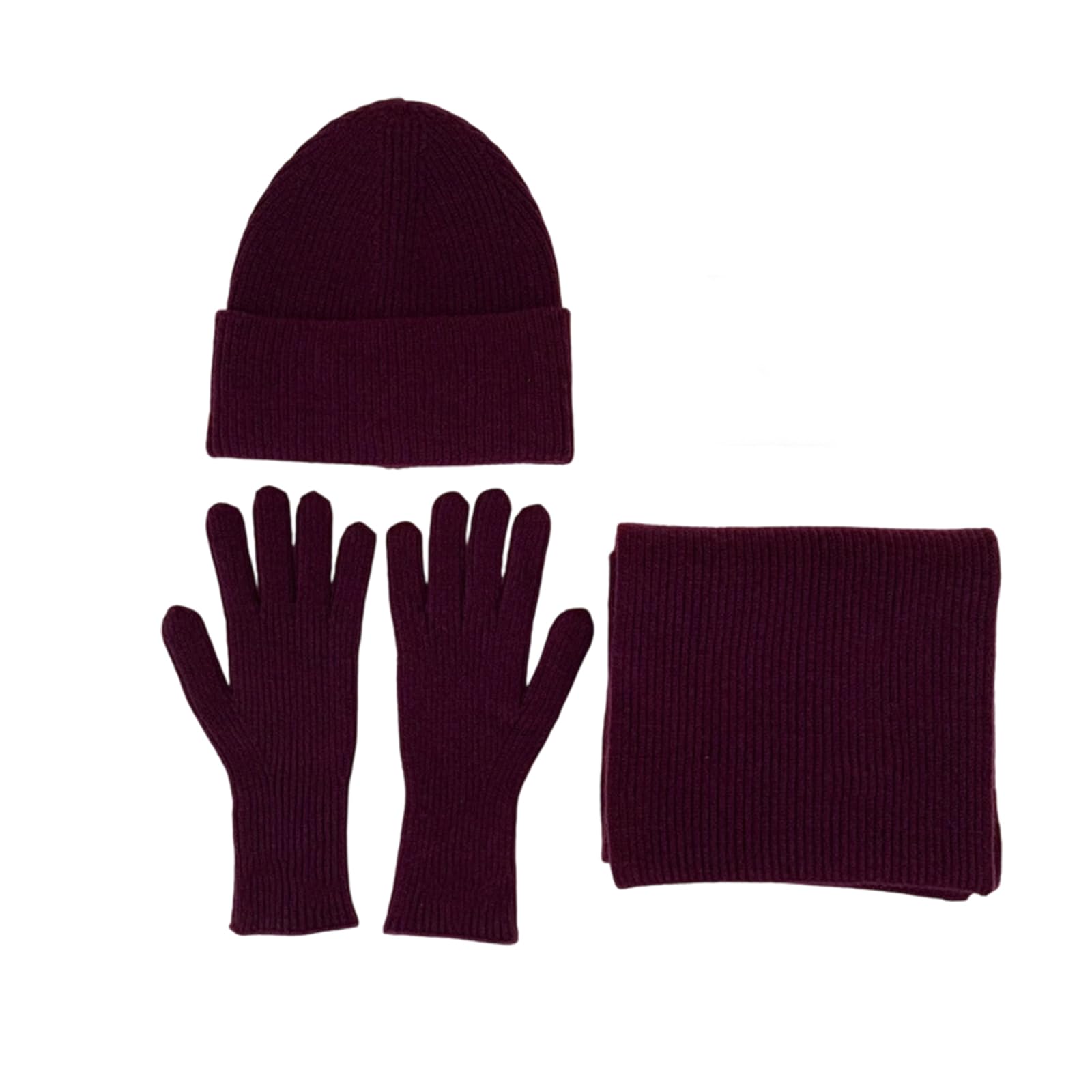 MICFENY Winter Warm Knit Hat Scarf And Gloves Set Acrylic Fibre Unisex Cold Weather Neckwear Handwear Set For Outdoor Activity