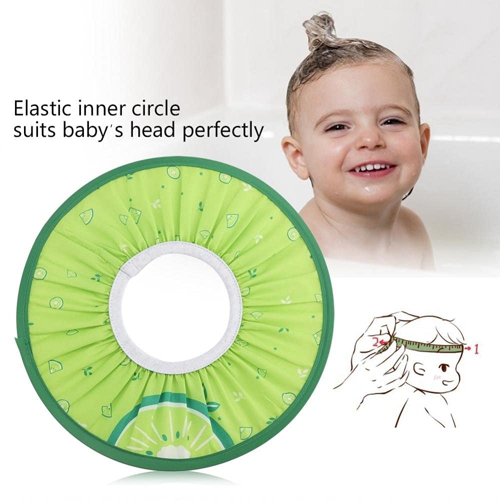 Gorro de Ducha para bebé, Tela Impermeable Gorro de champú para bebés Elástico para niños Ducha para baño Sombrero de protección (Verde)