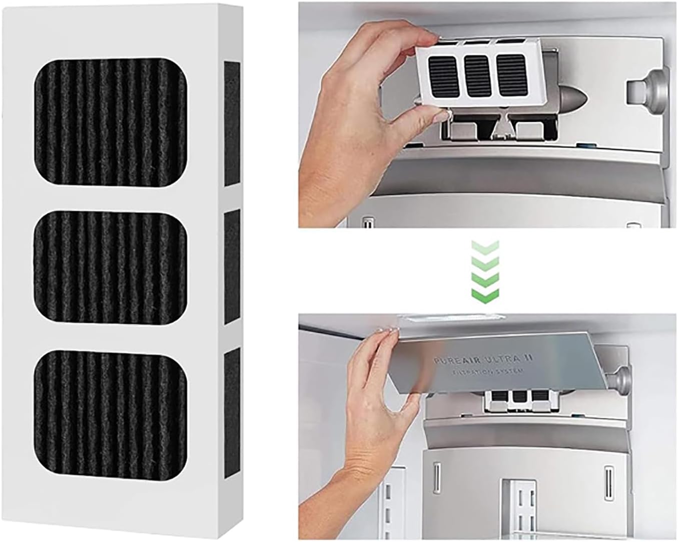 RLECS 4PCS 96.5x45.7x10mm Fridge Replacement Air Filter Activated Carbon Filter Cartridge Compatible with PAULTRA2/Pure Air Ultra 2/EAP12364179/242047805
