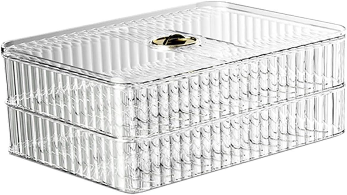 Refrigerator Storage Bin Lid Dual and Dumpling Holder Food Container for Fresh Fruits and Vegetables Kitchen Organizer for Freezer and Pantry Use