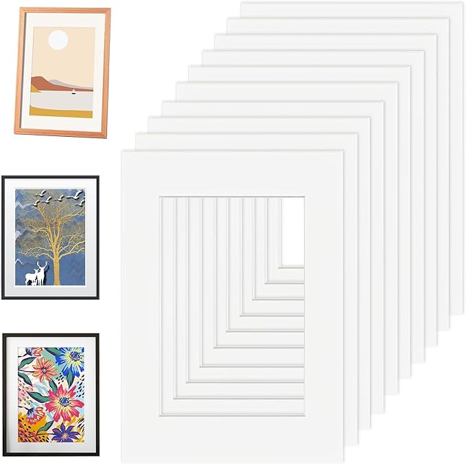 Picture Mounts,10Pcs A4 Mount Cardboard Photo Mounts Acid Free White