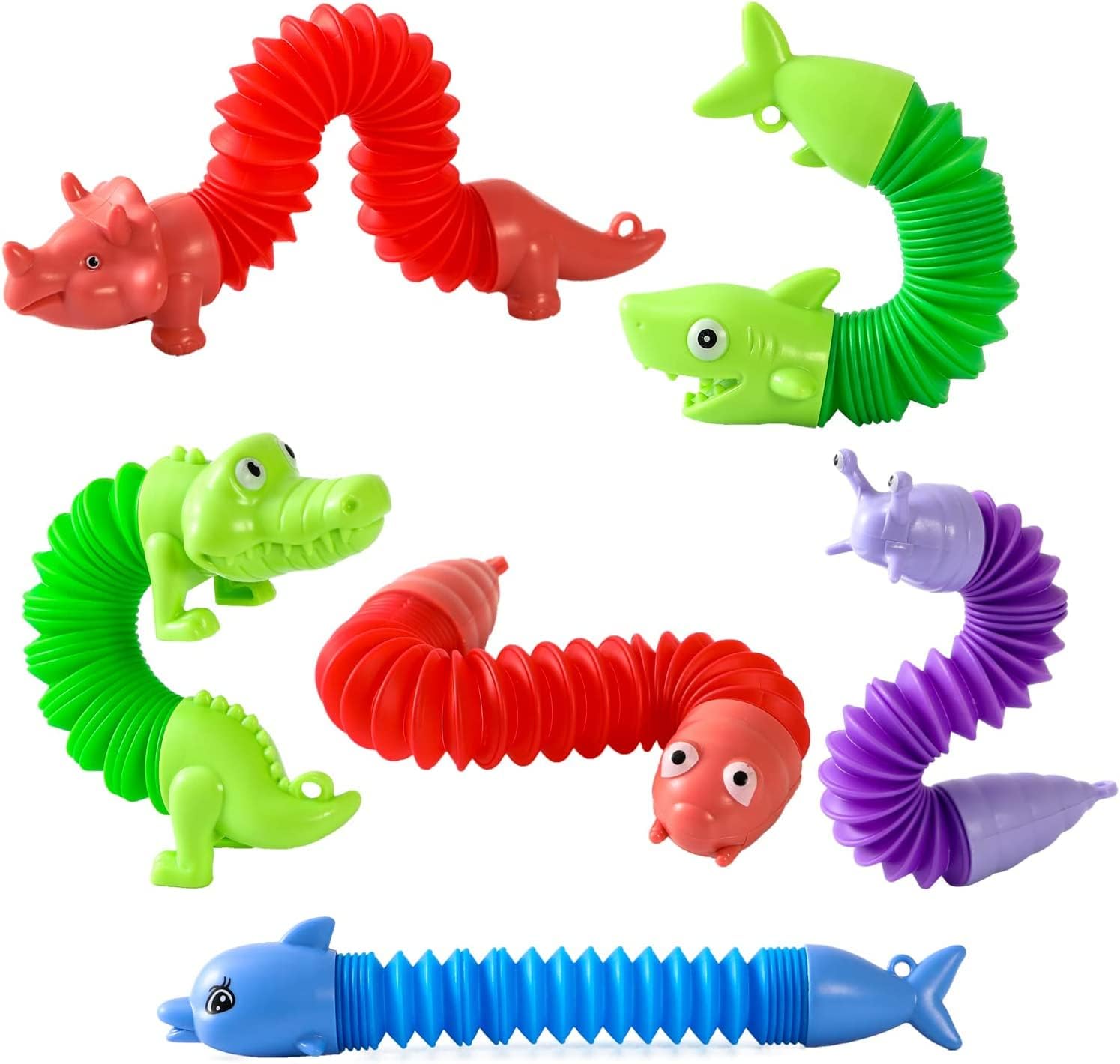 24 Pcs Animal pop Tubes,Mini Keychain Pop Tubes,Kids Party