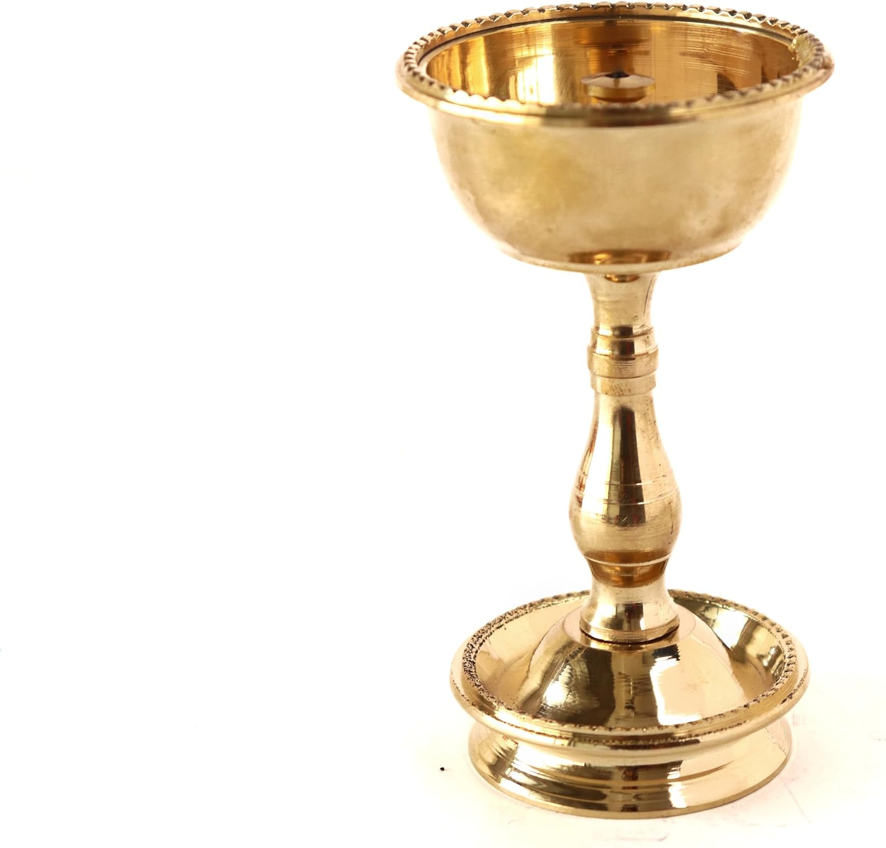 The Spiritual Living Pure Brass Heavy Akhand Udupi Nanda Diya for Pooja II Home Decor II Temple Decor II Size - 5 inch