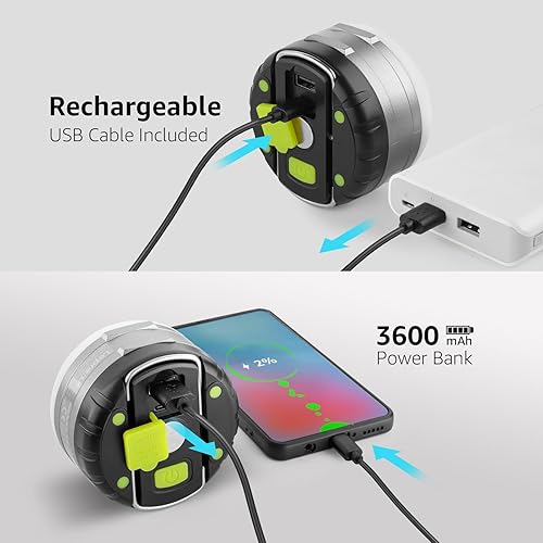 Miniatura 3 de LE LED Camping Lantern Rechargeable, 310LM, 5 Light Modes, Power Bank, Waterproof, Mini Flashlight with Magnetic Base for Hurricane Emergency,