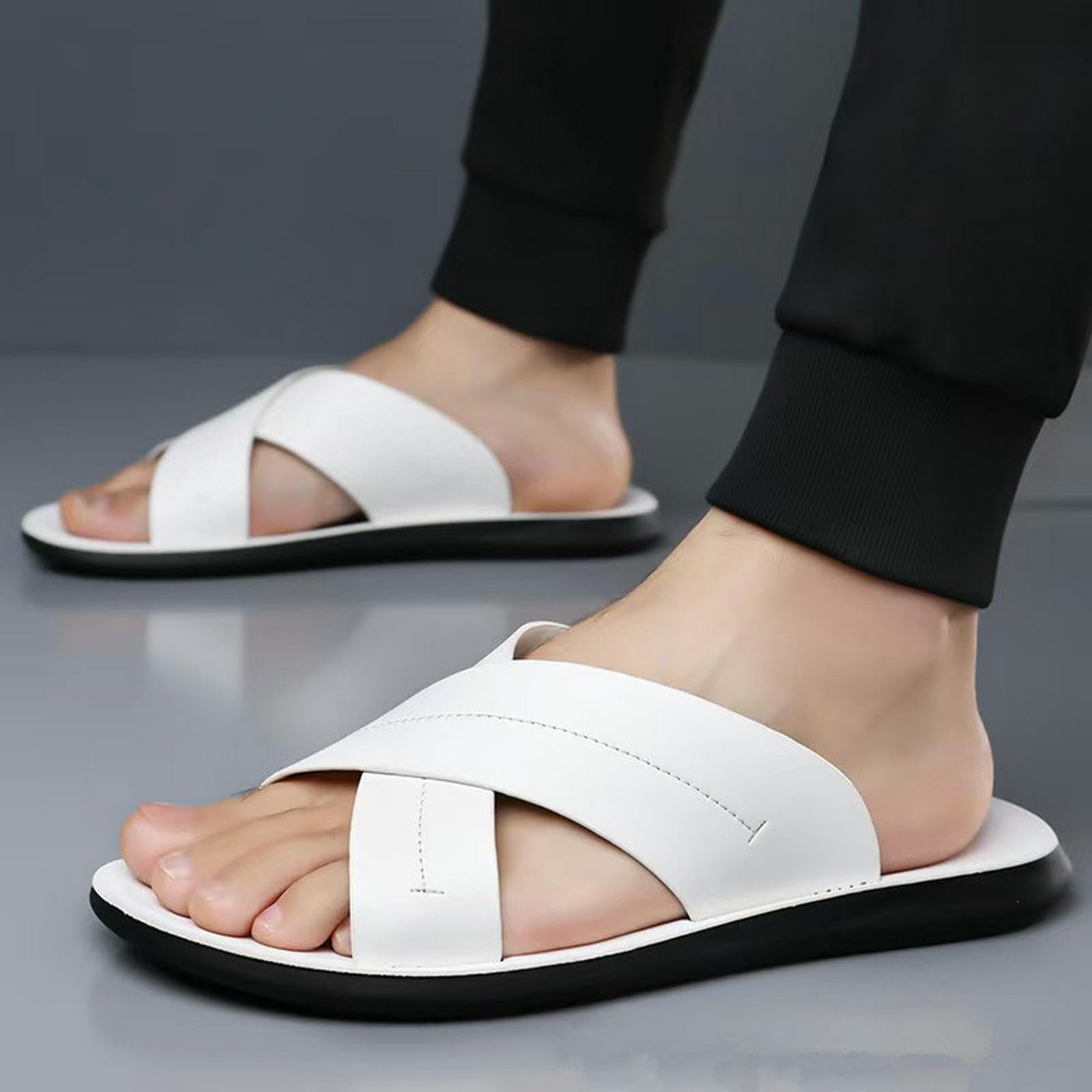 Ciabatte Uomo Donna Estive Sandali Estivi da Esterno, Scarpe Spiaggia Piatte Casual Antiscivolo con Suola Morbida per Uomo-marrone-47