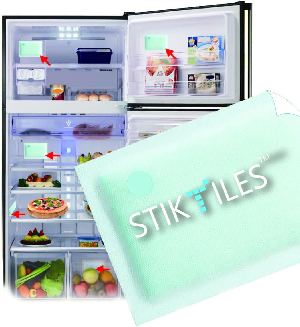 Supersorbents Industries Odor Kontrol StikTiles - Unscented Fridge Deodorizer, 5 PK - Peel and Stick Odor Eliminator for Strong Odor