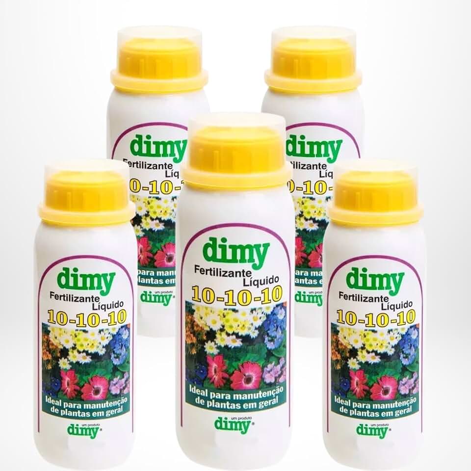 Kit 5 Un. Adubo Dimy Líquido NPK 10X10x10 120ml Concentrado para Manutenção de Plantas em Geral Casa Buritis