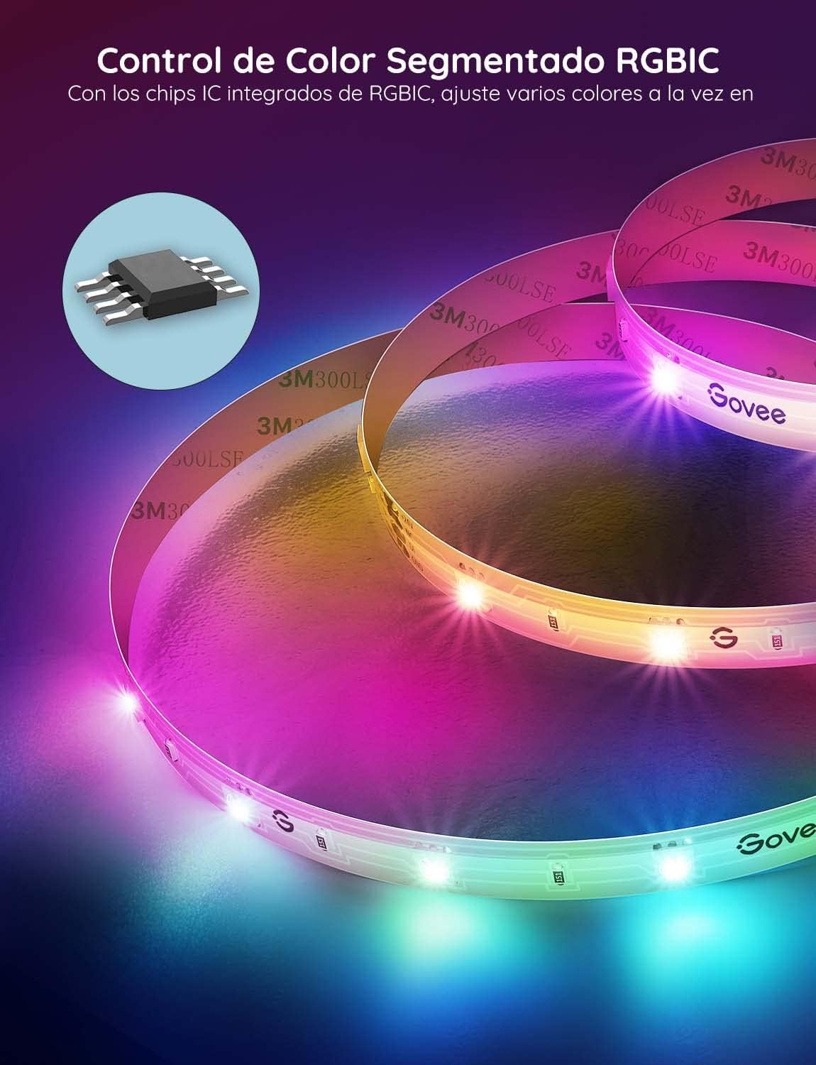 Govee Tira de LED de 30 m, Luces LED RGBIC Inteligente Tira de Luces De Navidad, Funciona con Alexa y Asistente de Google, Control de aplicaciones, Sincronización de música, para fiestas, hogar, 2