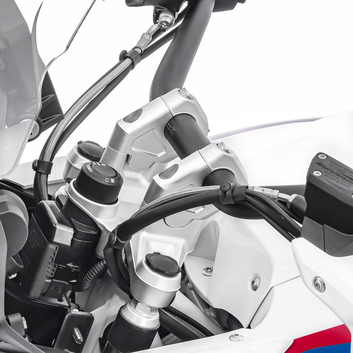Rehausse Guidon 30mm Compatible avec BMW R 1250 GS/Adventure 19-24 Argent DPLB1