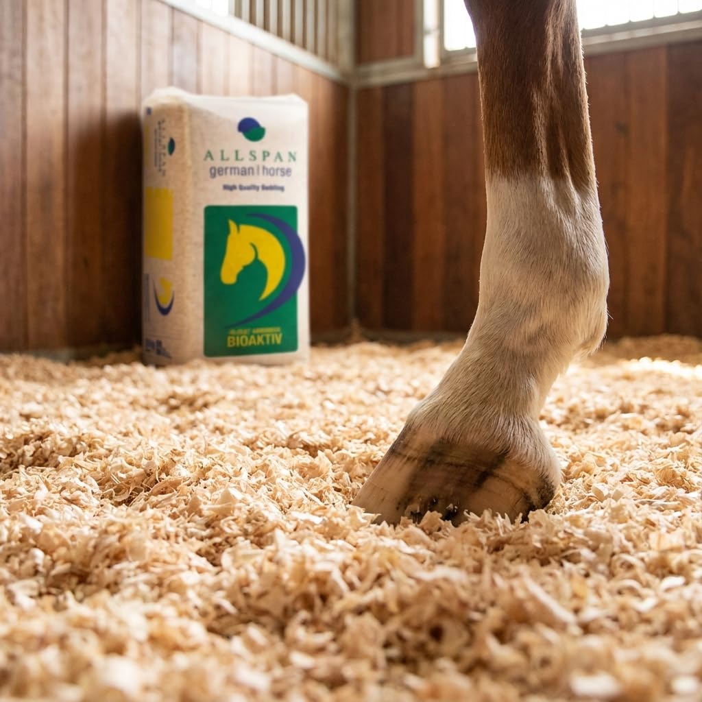Allspan German Horse Bioaktiv Hobelspäne Einstreu Großtier Kleintier Tier Pferde Stall Paddock Holz Streu 24kg x 15 Sack 360kg / 1 Palette