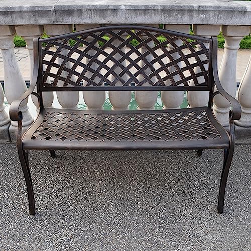 Image of Oakland Living Outdoor Aluminum Modern Patio Bench Loveseat
