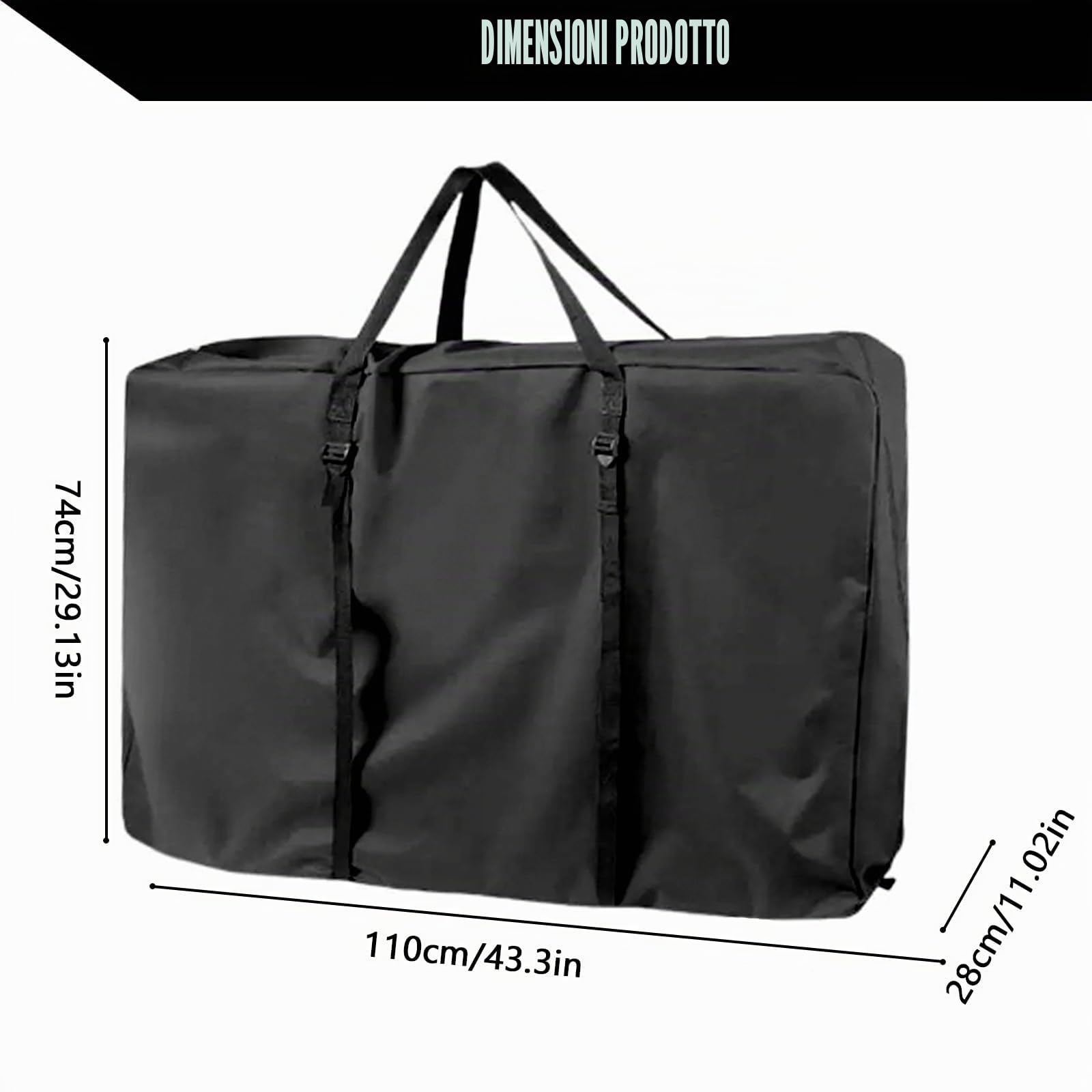 Borsa per il trasporto per sedia a rotelle, 600D per deambulatore, 110 x 74 x 28 cm, grande borsa per il trasporto per deambulatore, walker e sedie da trasporto, borsa da snowboard e scooter