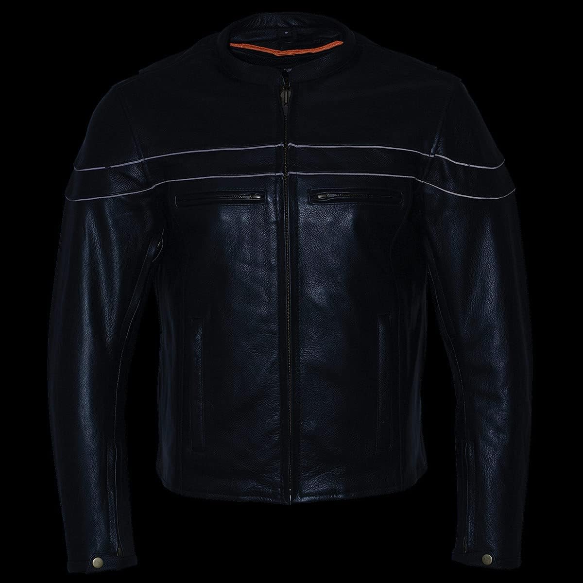 Milwaukee Leather LKM1725 Men's Black Sporty Crossover Scooter Leather Jacket : Automotive