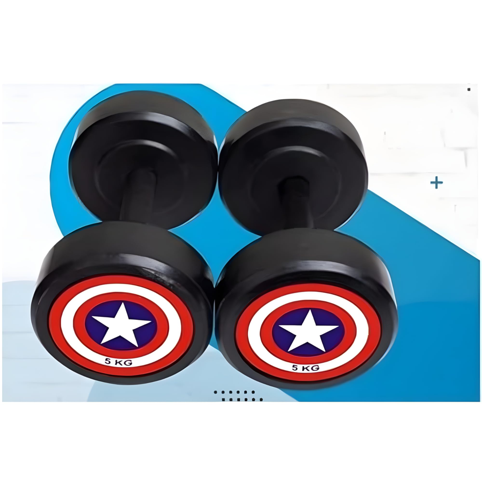 Captain America Rubber Dumbbell Set 5 kg Home Gym Fixed Dumbal Dumbbells Round Dumbbell Cast Iron Handle Fitness Workout Set (5 Kg x 2 = 10 kg) Pack of 2 (B0CVKZLTXD) Amazon Price History, Amazon Price Tracker