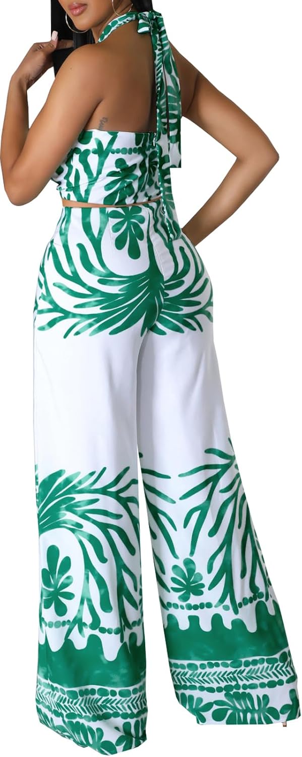 Casual Two Piece Sets for Women Elegant Off The Shoulder Tube Top Long Straight Pants Vacation Outfits Beach - Image 5