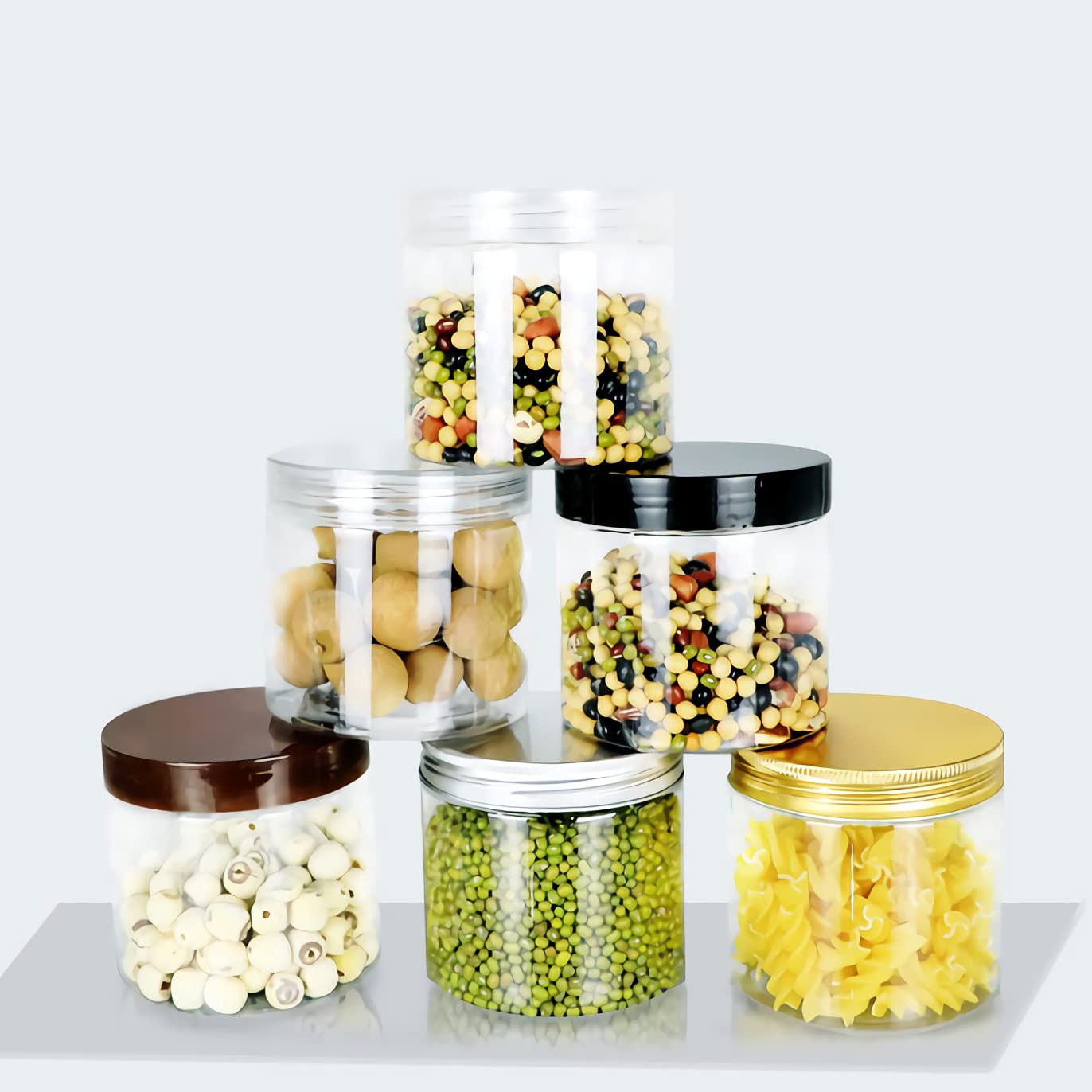 Mustertopf,Kosmetiktopf, 24 leere Kosmetikdosen aus Kunststoff mit goldenen Schraubdeckeln for Kosmetik, Reisen, selbstgemachte Cremes, Gele, Lippenbalsam, Salben, Aufbewahrungsbehälter + 24 x Spatel(