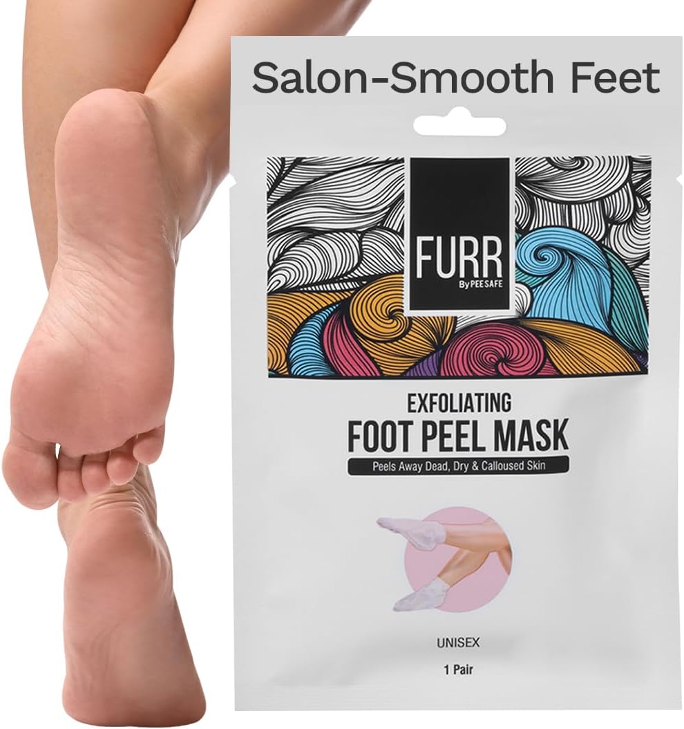 FURR Glycolic Acid & Salicylic Acid Peeling & Exfoliating Foot Mask | Reduces Dry Skin & Hard Calluses| Exfoliates,Moisturizes & Hydrates Feet | Nourishing Foot Mask | Fits Like Socks | Unisex