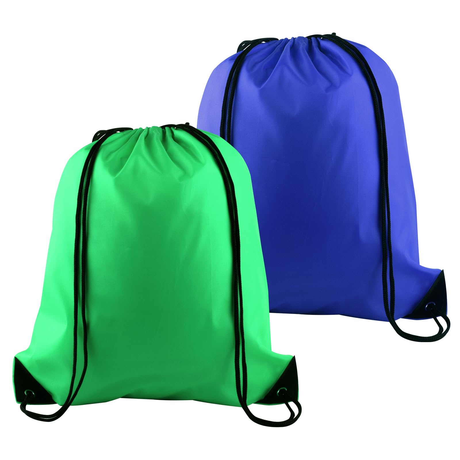 PLULON 2Pcs Drawstring Bags Bulk, Drawstring Backpack Green Blue String Backpack Cinch Sack Sport Gym Backpack Bags for Yoga Traveling Outdoor Sports