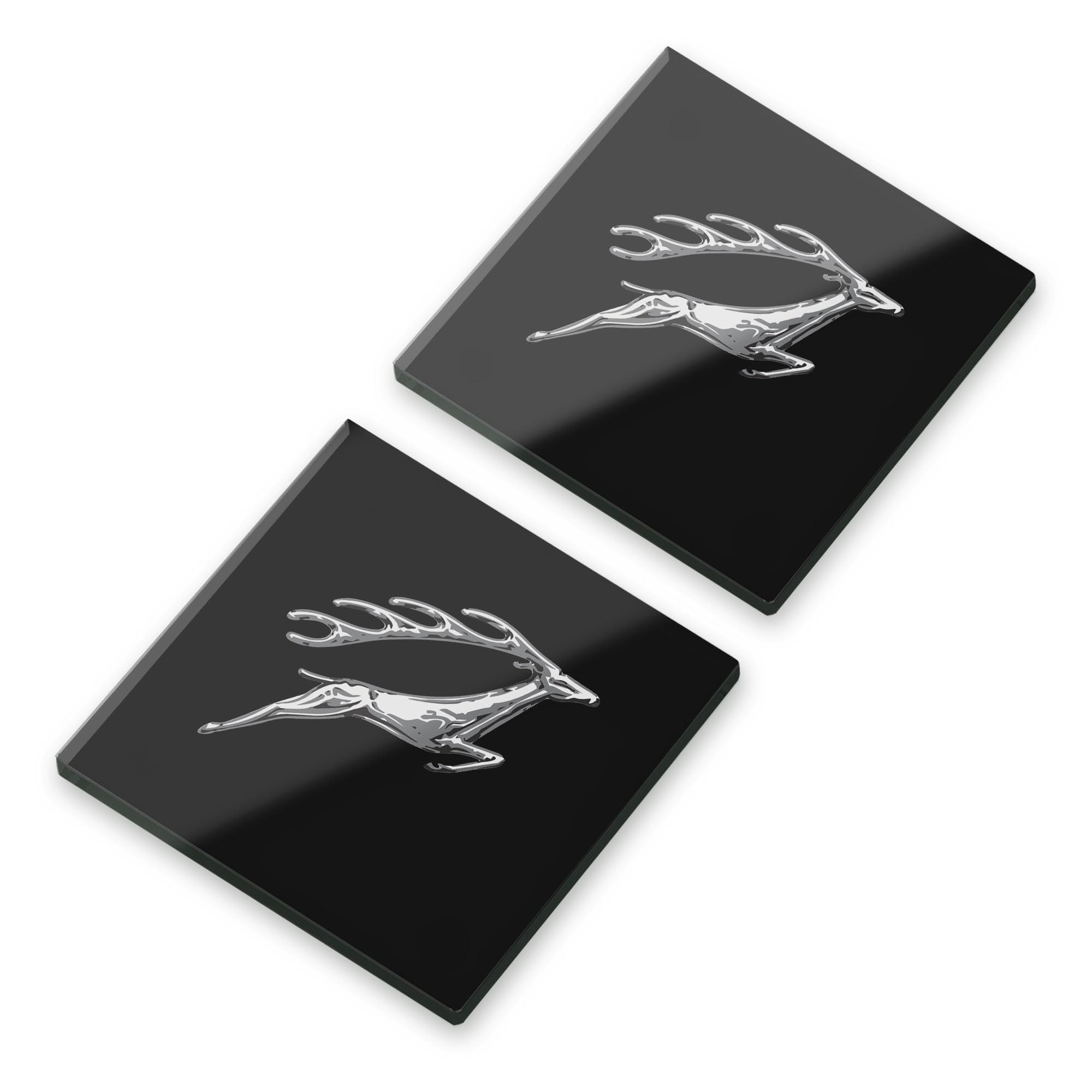 British Motor Heritage Black Triumph Stag Glass Coaster Set Triumph Cars Classic British Car Gift Official Licenced Product (2, Plain Packaging)