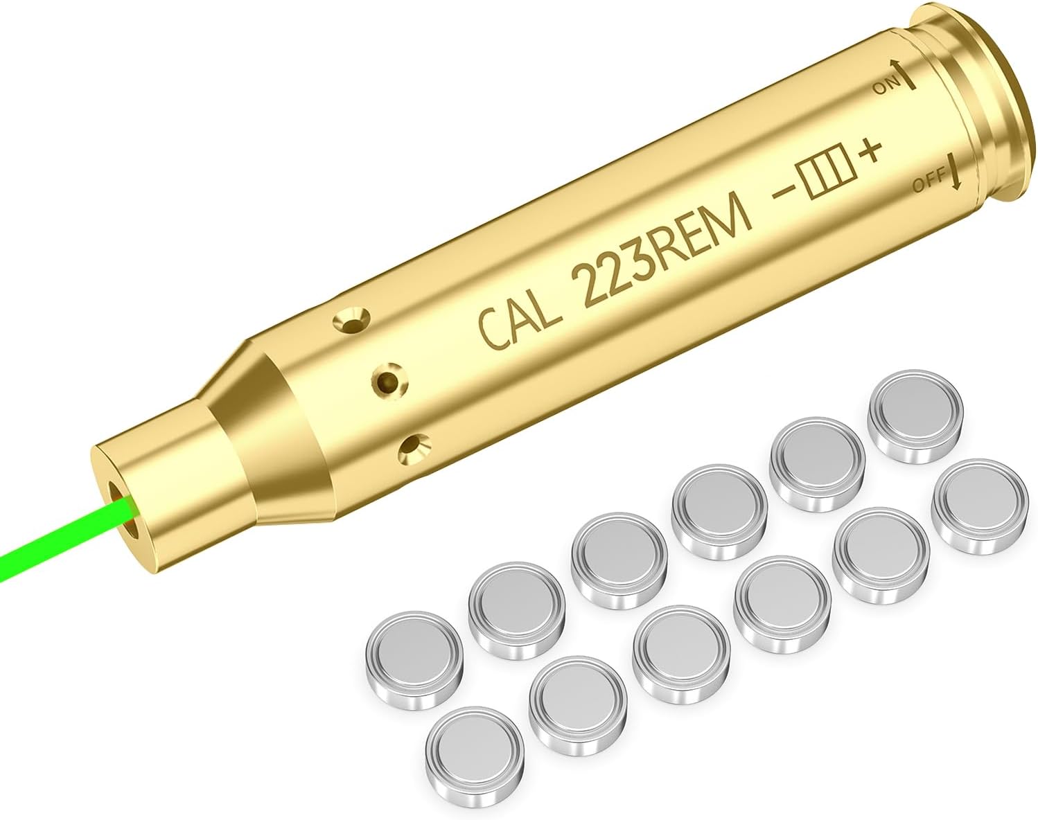 223 Green Laser Bore Sight Bore Sighter Green Dot Boresighter with On/Off Function for Hunting and Shooting