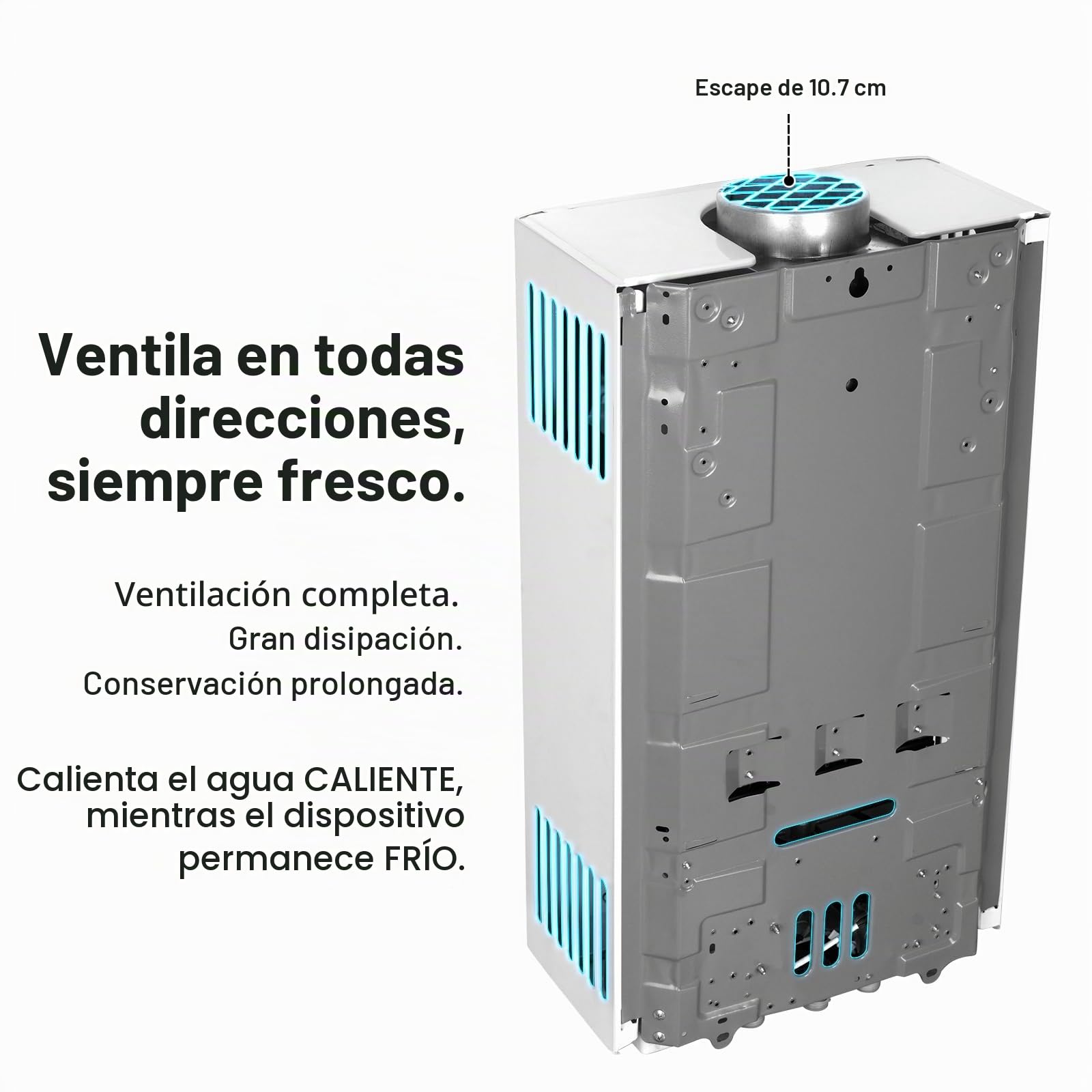 Xverycan Calentador de Agua Butano 12 LPM, 24 KW Termo de Gas GLP, Arranca con Solo 0,25 Bar de Baja Presión, Doble Encendido, Modo Estacional para Ahorrar Gas, para Hogar y Exterior
