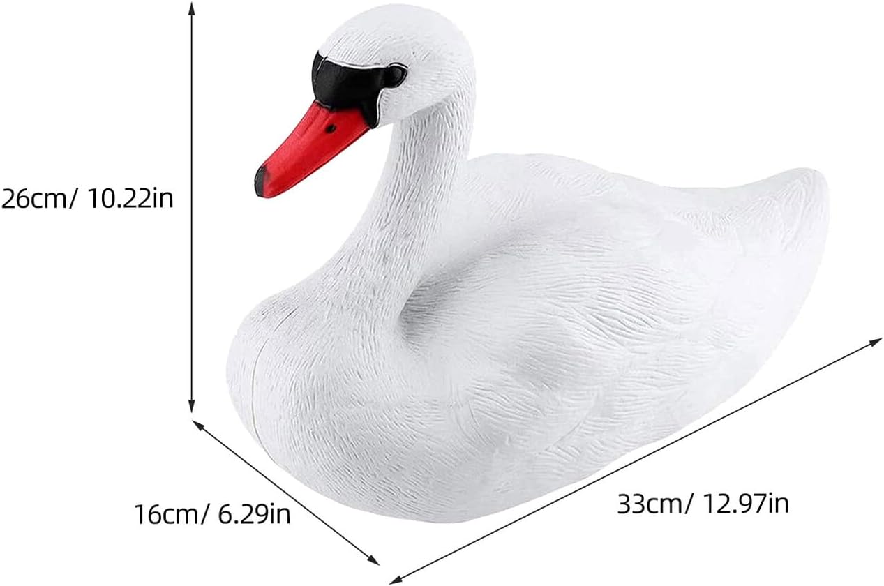 Yardwe 3D Simulated Swan Statue, Realistic Floating Swan Garden Decoration for Pond, Pool, and Home Decor, White, 12.99 X 10.23 X 6.29 Inches