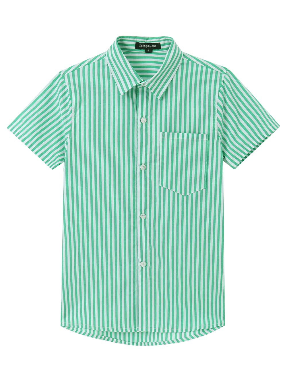 Spring&Gege Camisa de vestir con botones para niños Camisa de vestir de manga larga casual a rayas verticales (5-14 años)