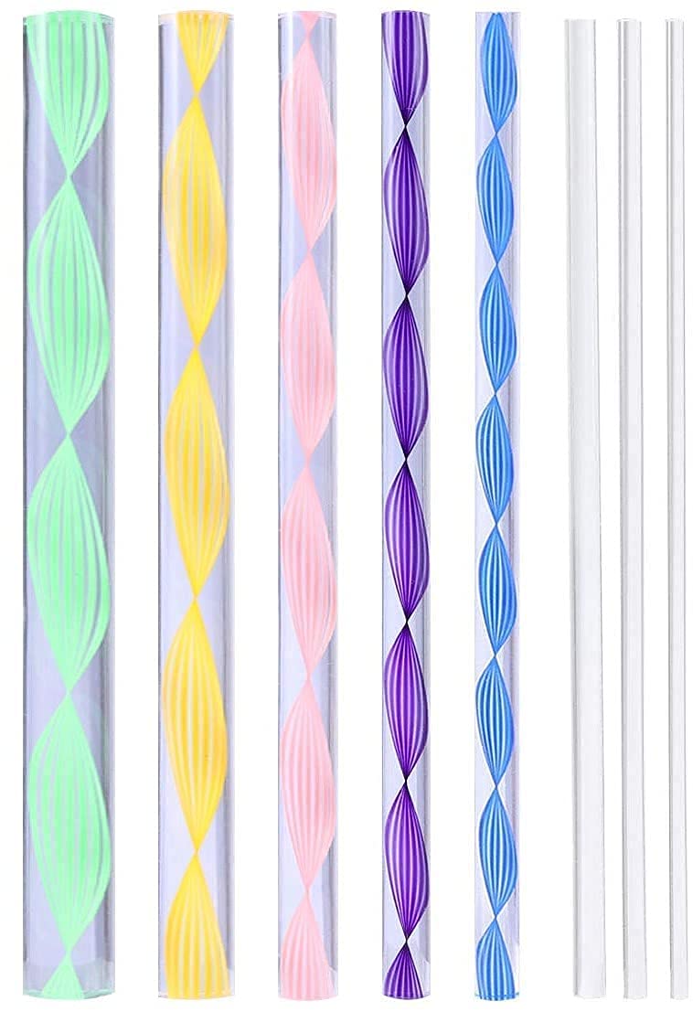 Levin Mandala Art Tool Set of 8 Pcs Colorful Acrylic Flat Head Twisted Stick/Rod in Assorted Sizes for Nail Art, Dot Painting, DIY Kit