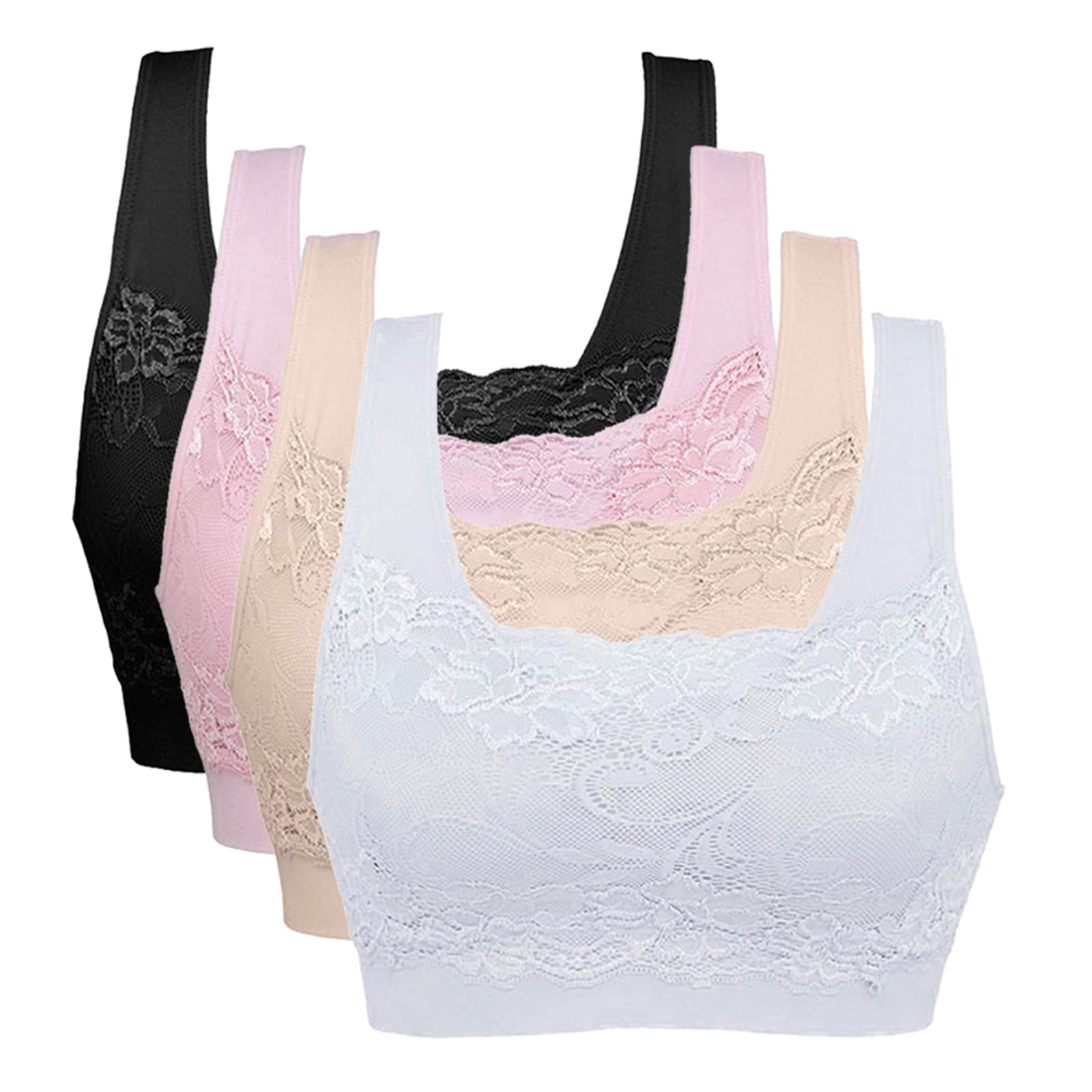 Vertvie Reggiseno da donna, senza buegel Push up Yoga Sports, set da 3 pezzi nero +