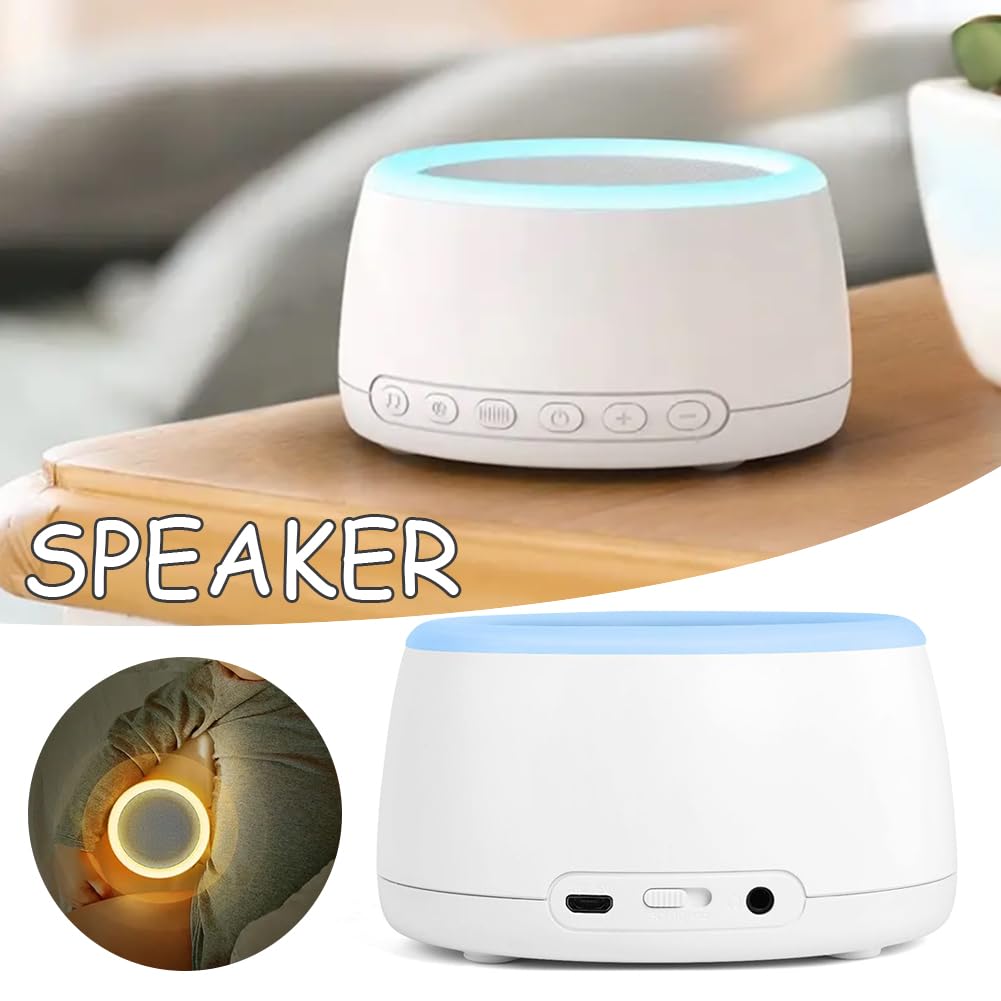 White Noise Machine Lautsprecher mit Licht, Schlaf-Sound-Maschine, Mehrere Natürliche Sound Einschlafhilfe für Atemzug für Schlaf Yoga Therapie Stressabbau