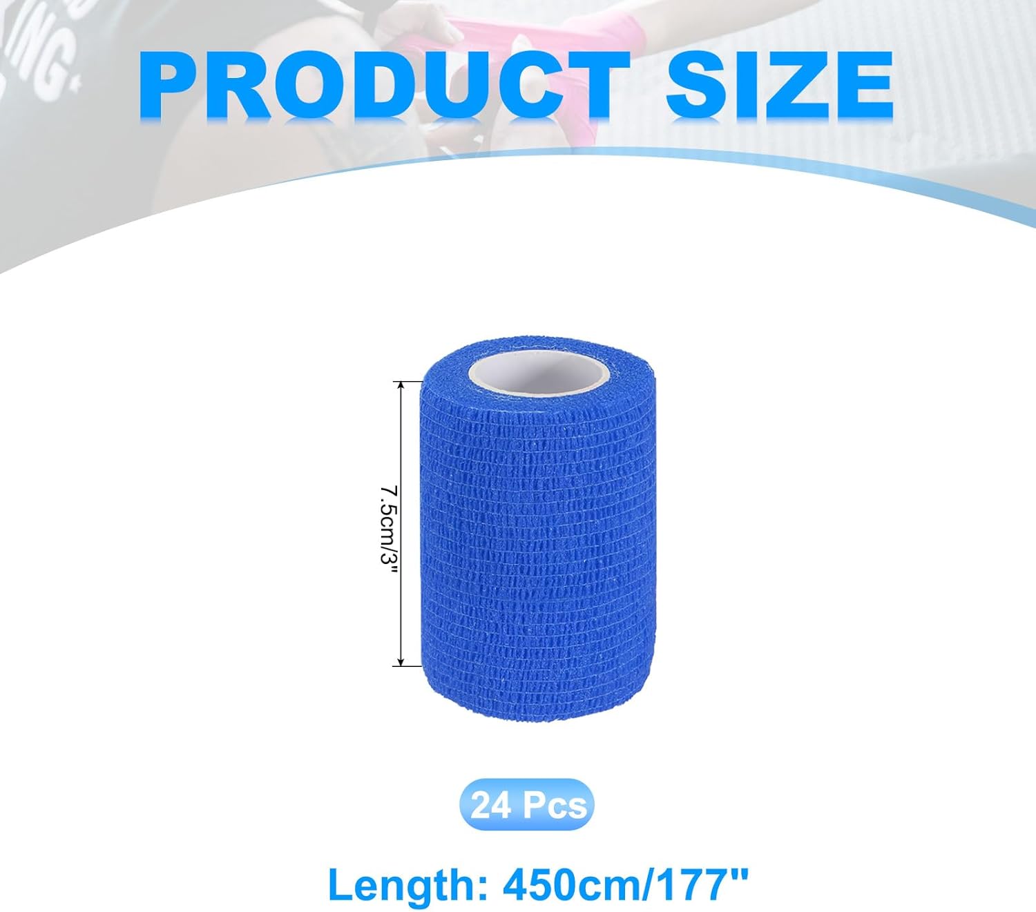 PATIKIL Self Adhesive Bandage Wrap 177" x 3", 24 Pcs Elastic Self Adherent Self Breathable Wrap Tape for Sport Stretch Athletic Wrist Ankle Outdoor Tape, Blue