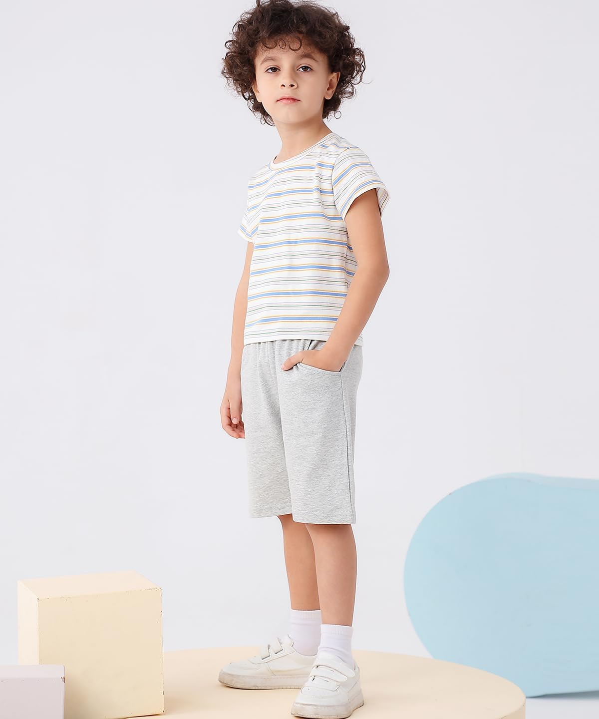 GFQLONG Toddler Boys 3 Pack Cotton Sport Jogger Shorts,Kids Summer Solid Active Short Pants - Image 7