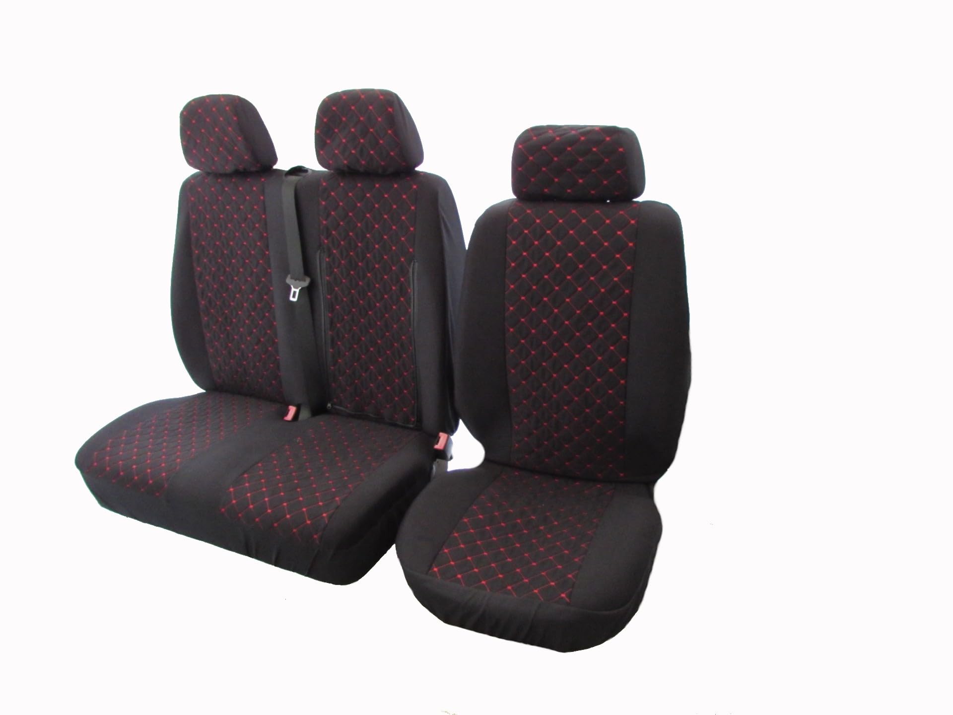 2 + 1 fundas de asiento diseñadas para Mercedes Sprinter Volkswagen Crafter 2006-2018 Velour RED LHD