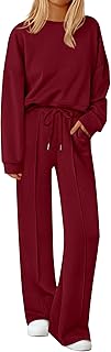 2 Piece Sets For Women Fall Trendy Long Sleeve Sweatshirt Wide Leg Pants...