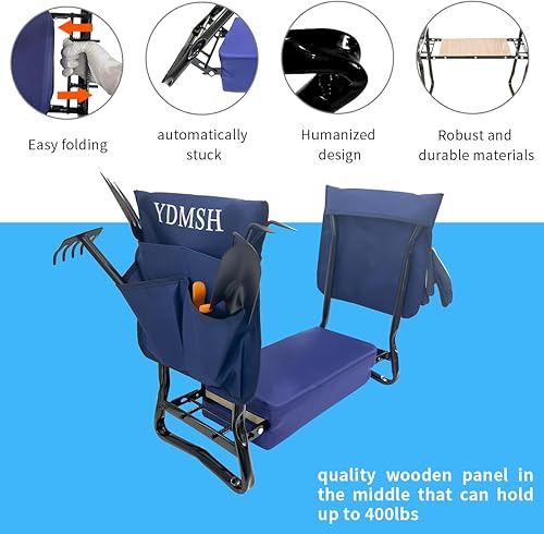 Miniatura 3 de Banco de jardín para jardín resistente extra ancho, taburetes y asientos de jardinería para personas mayores, banco de jardín para arrodillarse y