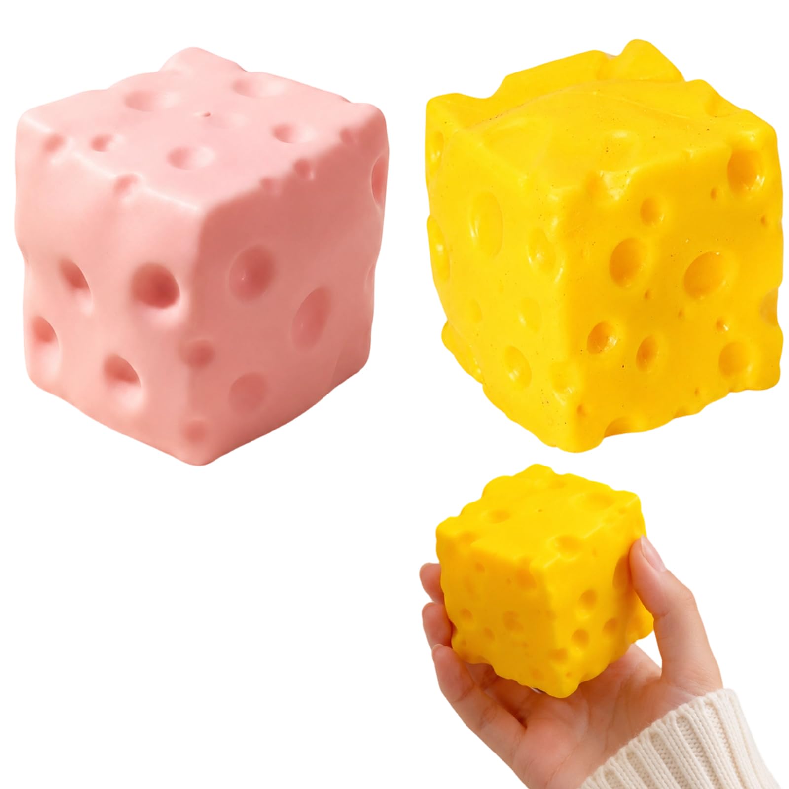 2 PCS Cheese Squishy, Squishy Cheese, Pink Cheese Squishies for Office Workers Desk Decoration, Emotion Relief Novelty Gift