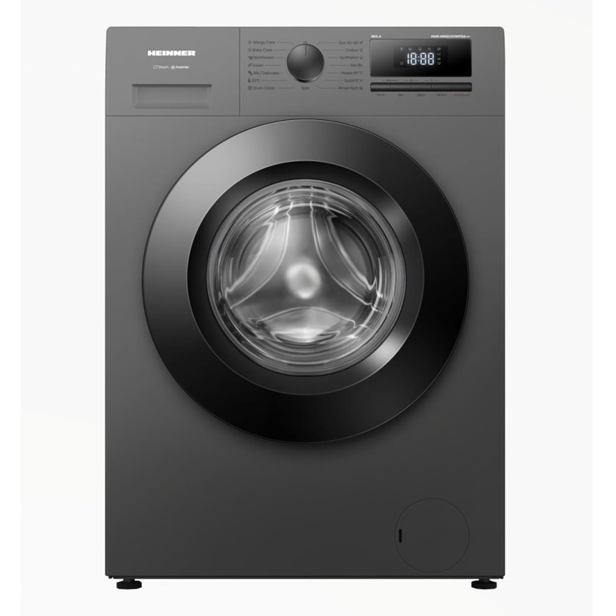 HWM-HME612IVSMTGA+++ Slim Waschmaschine – 6 kg – 1200 U/min – Energieklasse A – Inverter-Motor – 15 Programme – Dampfprogramme – LED-Display – Titan-Grau