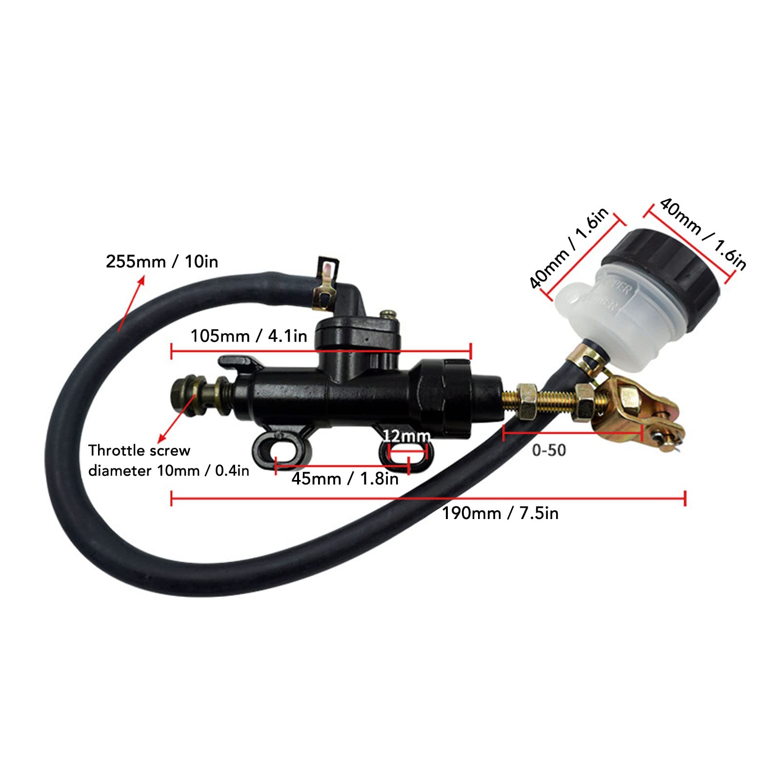 Pompa Freno Posteriore Moto, Universale Cilindro Pompa Freno Cilindro Principale Idraulico per Moto ATV Pit Bike
