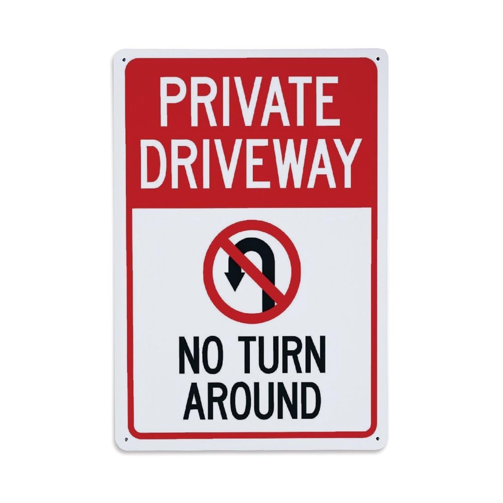 Private Driveway No Turn Around Safety Sign Vintage Aluminium Metal Sign, Retro Wall Decor for Home, Bar, Garage & Farmhouse 30x20cm