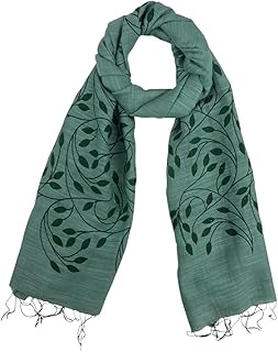 Humble Hilo Silk Blend Scarf Blooming Stencils Silk Cotton Scarf Floral Pattern Silk Neck Scarf for Women