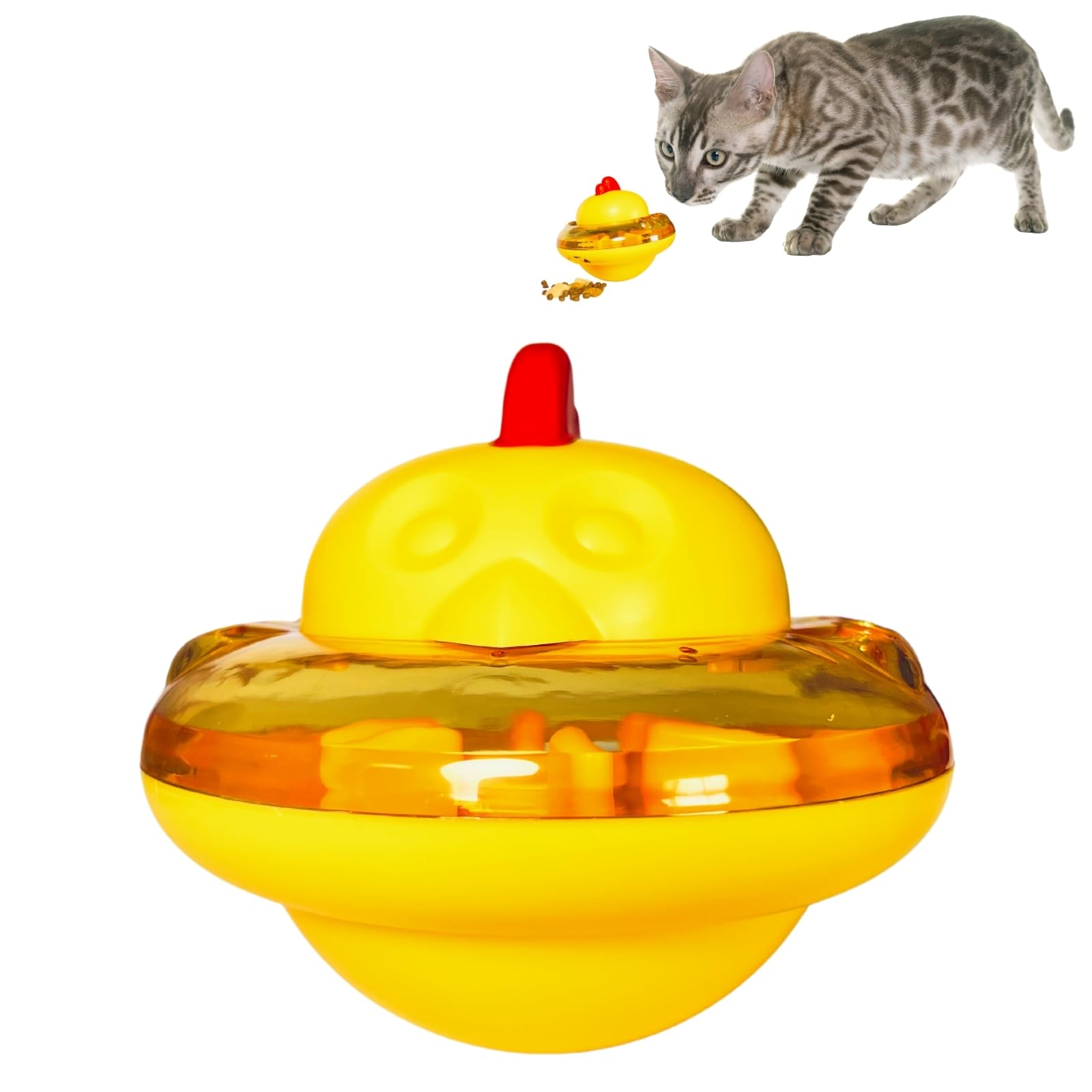 YallMiaul Interactvie Cat Treat Toy, Slow Feeder with Adjustable Dispensing Mouth, Food Puzzle Feeder for Indoor Cats and Kittens