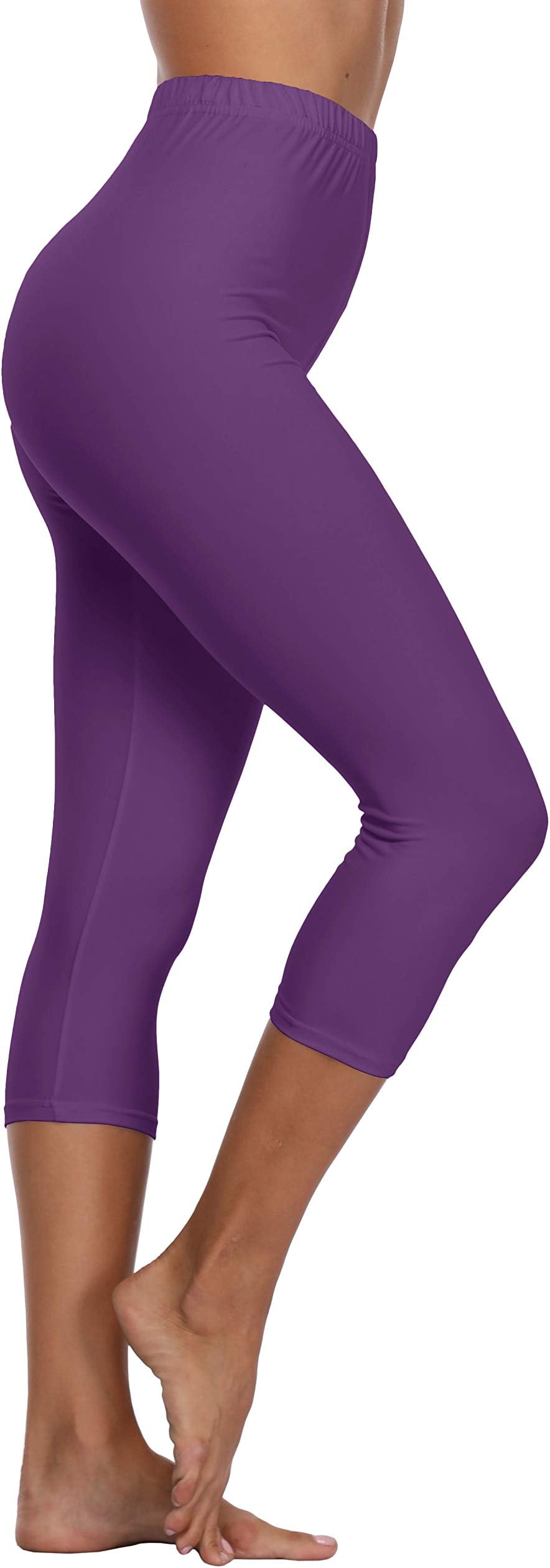 EAST BUNDHigh Waisted Soft Capri Leggings - Stretchy & Opaque - Regular & Plus Size
