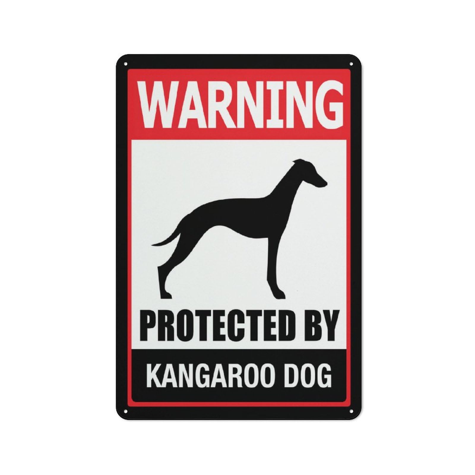 Warning Protected By Kangaroo Dog Sign For Business 8"X12" Rust Free Aluminum Uv Printed,4 Pre-Drilled Holes.Durable/Weatherproof