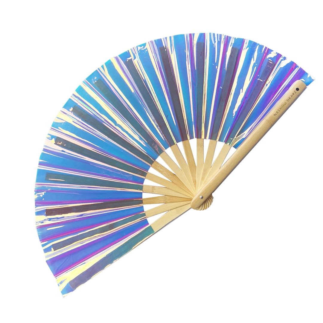 Nashou Dearz Folding Hand Fan - Ecofriendly Ironed Wood and Polycotton Handheld Folding Fan - Chinese Japanese Vintage Style Hand Fans for Wedding, and Beach Party (Majestic Queen)