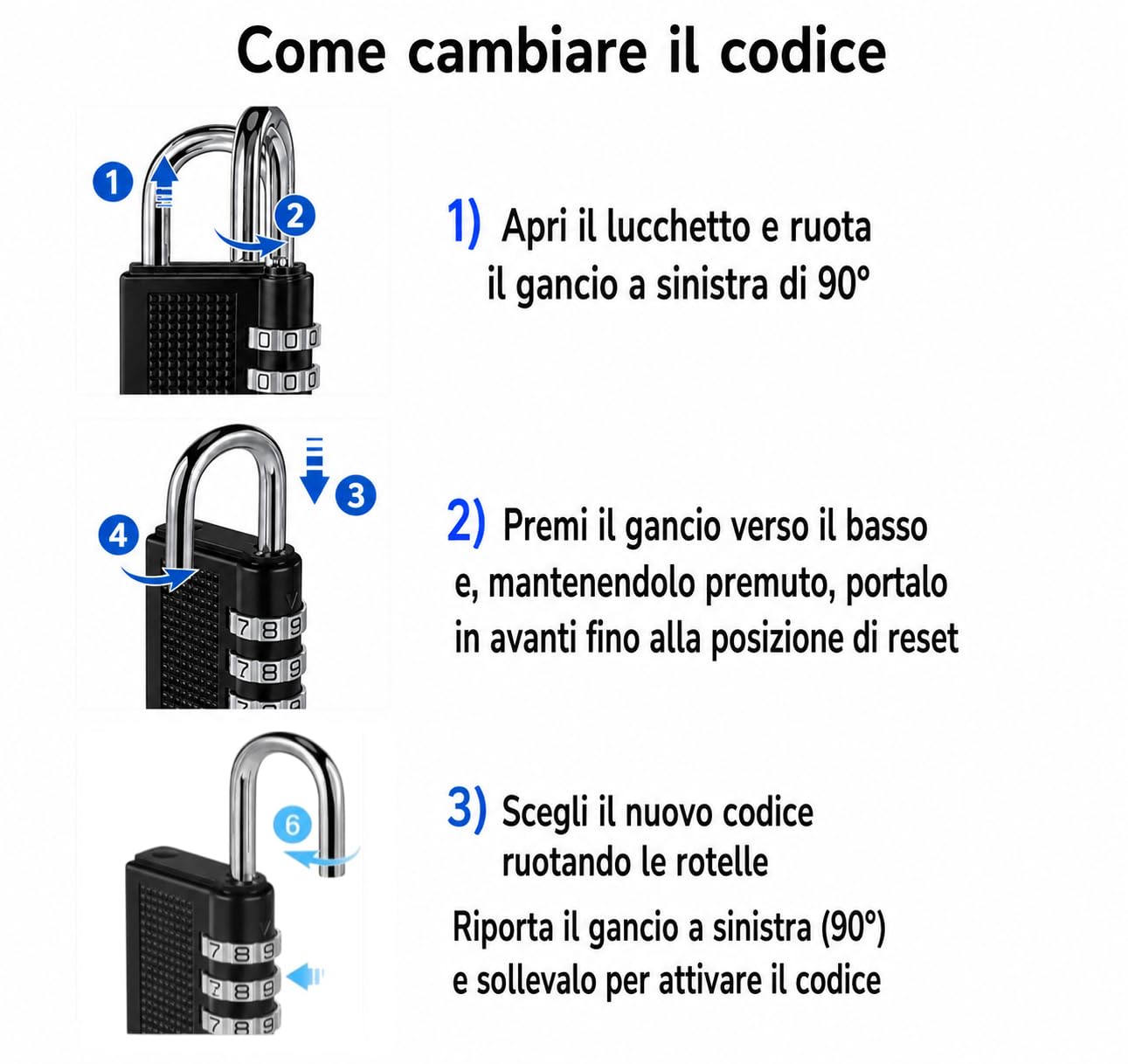 Set 2 Lucchetti a Combinazione 3 Cifre – Mini Lucchetti di Sicurezza in Metallo per Armadietti, Valigie, Zaini, Palestra e Viaggi – 1000 Combinazioni Possibili
