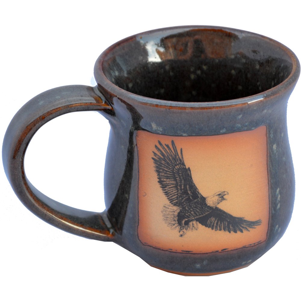 ALWAYS AZUL POTTERY Eagle 14 Oz. Mug in Seamist Glaze - Handmade Ceramic Coffee Mug - Stylish and Unique Handcrafted Artistic Drinkware - Polished Clay Cups, Great for Coffee, Tea, and Art Lovers