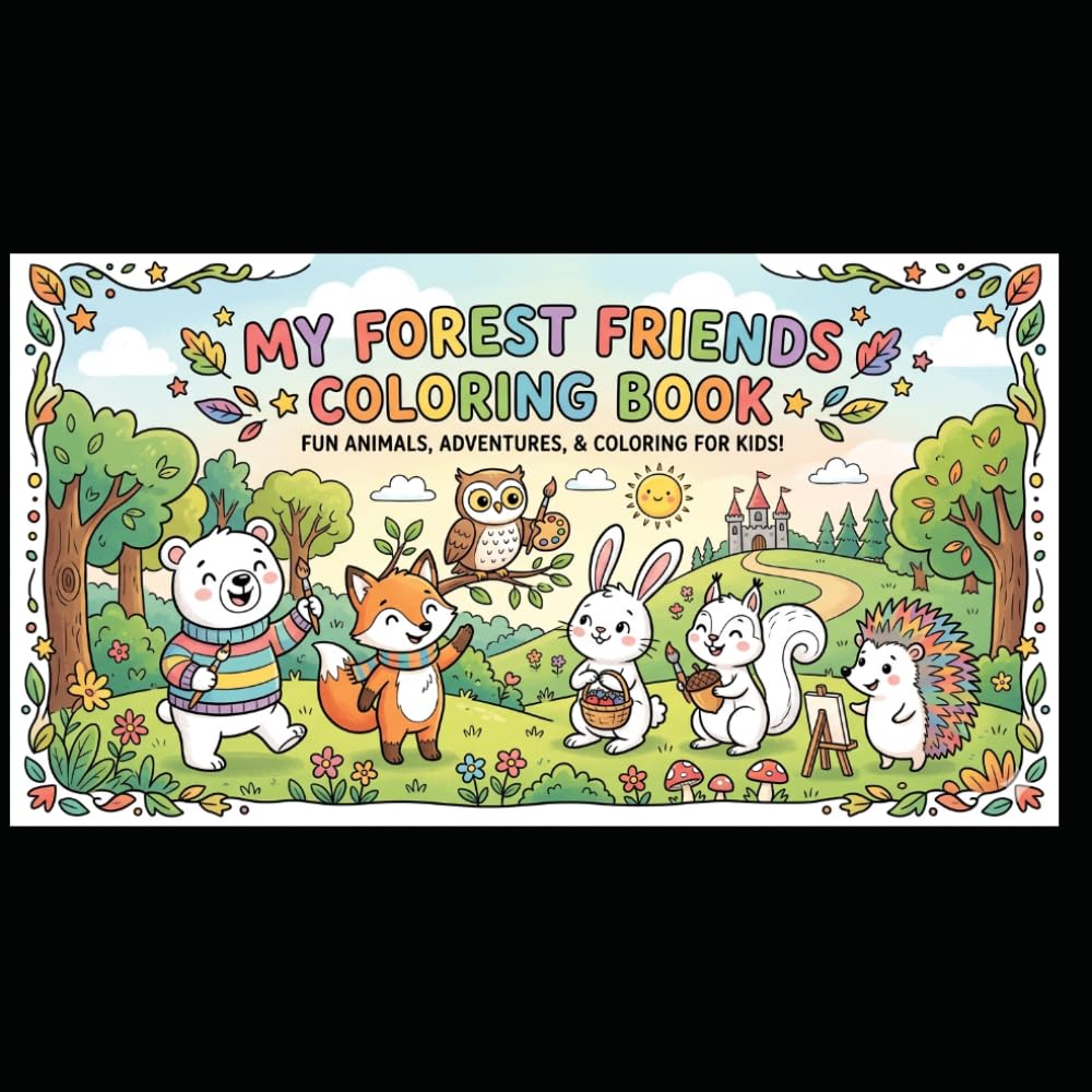 My Forest Friends Coloring Book: Fun Animals, Adventures, & Coloring for Kids – A Magical Treasure Hunt Story with 6 Days of Stories & Coloring Pages