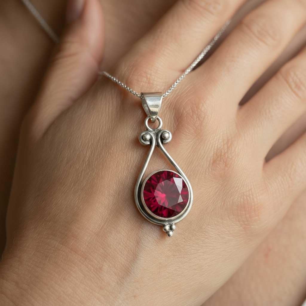 Handmade 925 Sterling Silver Overlay Pendant Necklace Chunky Natural Gemstone Amethyst, Pearl, Labradorite, Rose Quartz Round Boho Jewelry For Women