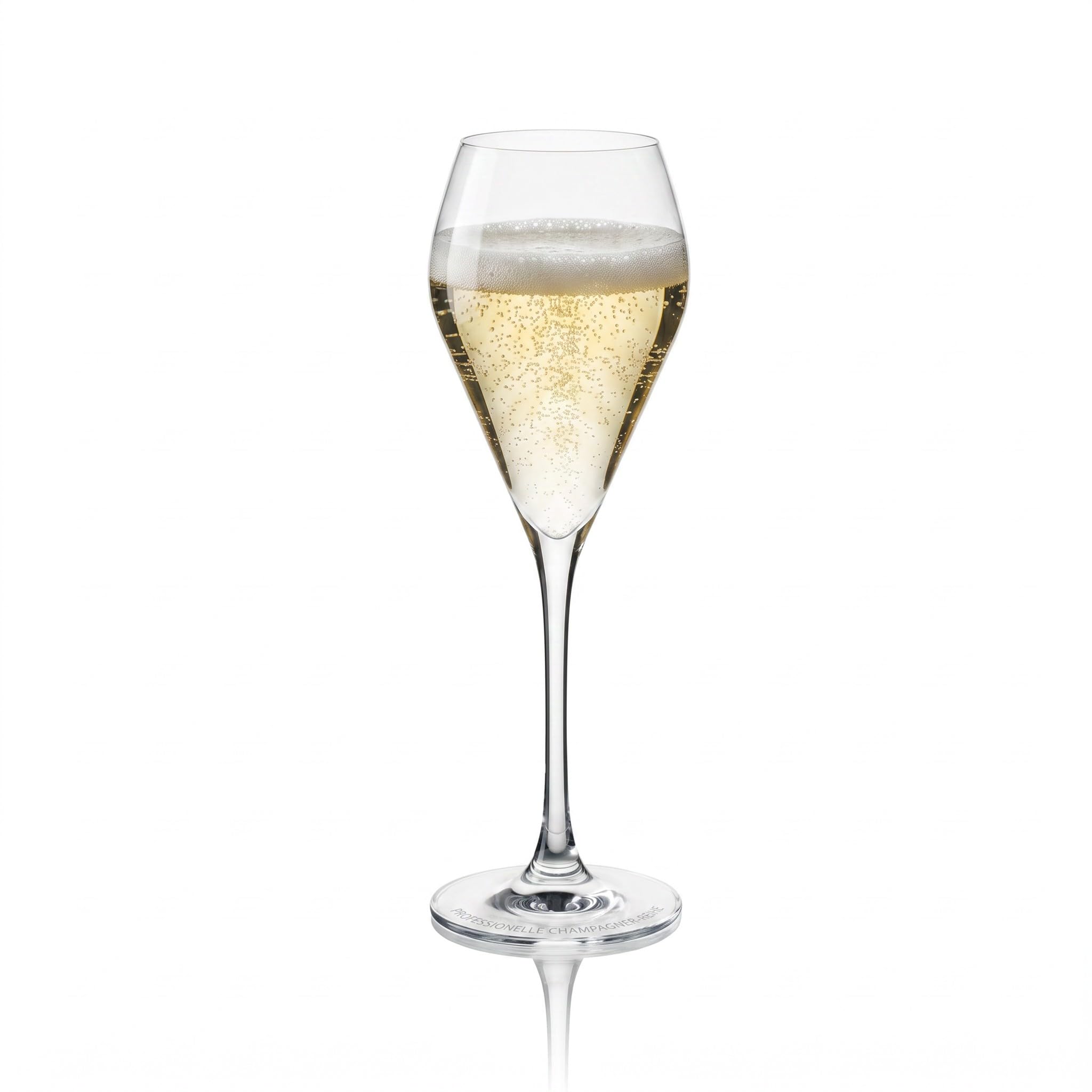 Champagnergläser 6 Gläser Set Serie Mode, Prosecco Glas mit moderner und markanter Form, spülmaschinenfest, Premiumqualität inklusive Glaspoliertuch