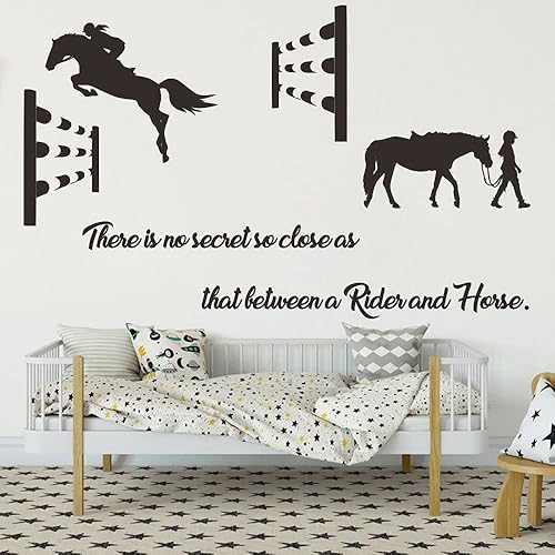 Miniatura 4 de JWH201 - Calcomanía de pared para montar a caballo, adhesivo de PVC extraíble con cita inspiradora para habitación de niños, con bonito diseño de